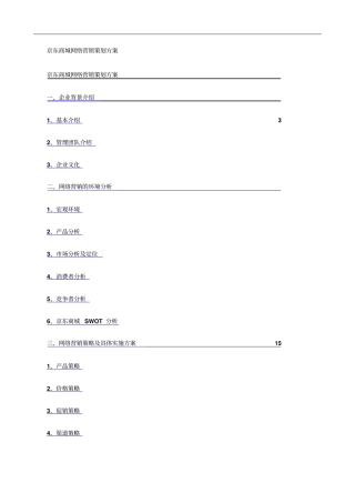 京东商城网络营销策划方案