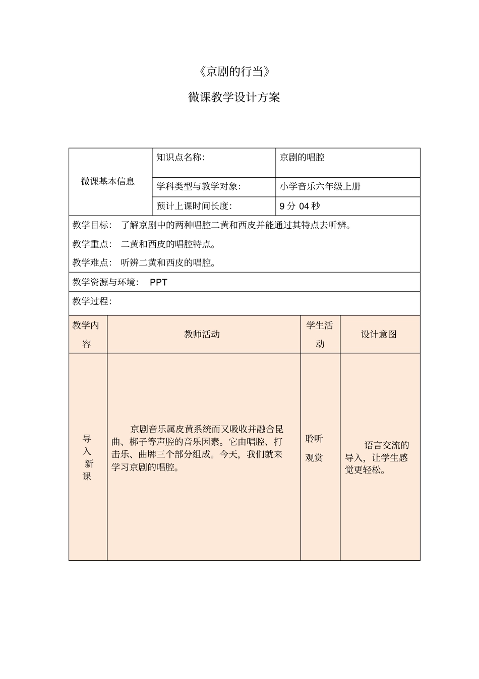 京剧的唱腔微课设计_第1页