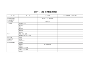 设备技术性能参数表