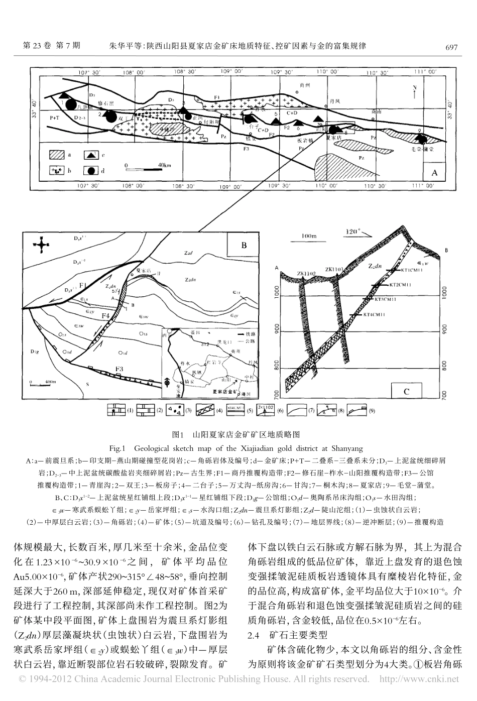 陕西山阳县夏家店金矿床地质特征_控矿因素与金的富集规律_第3页