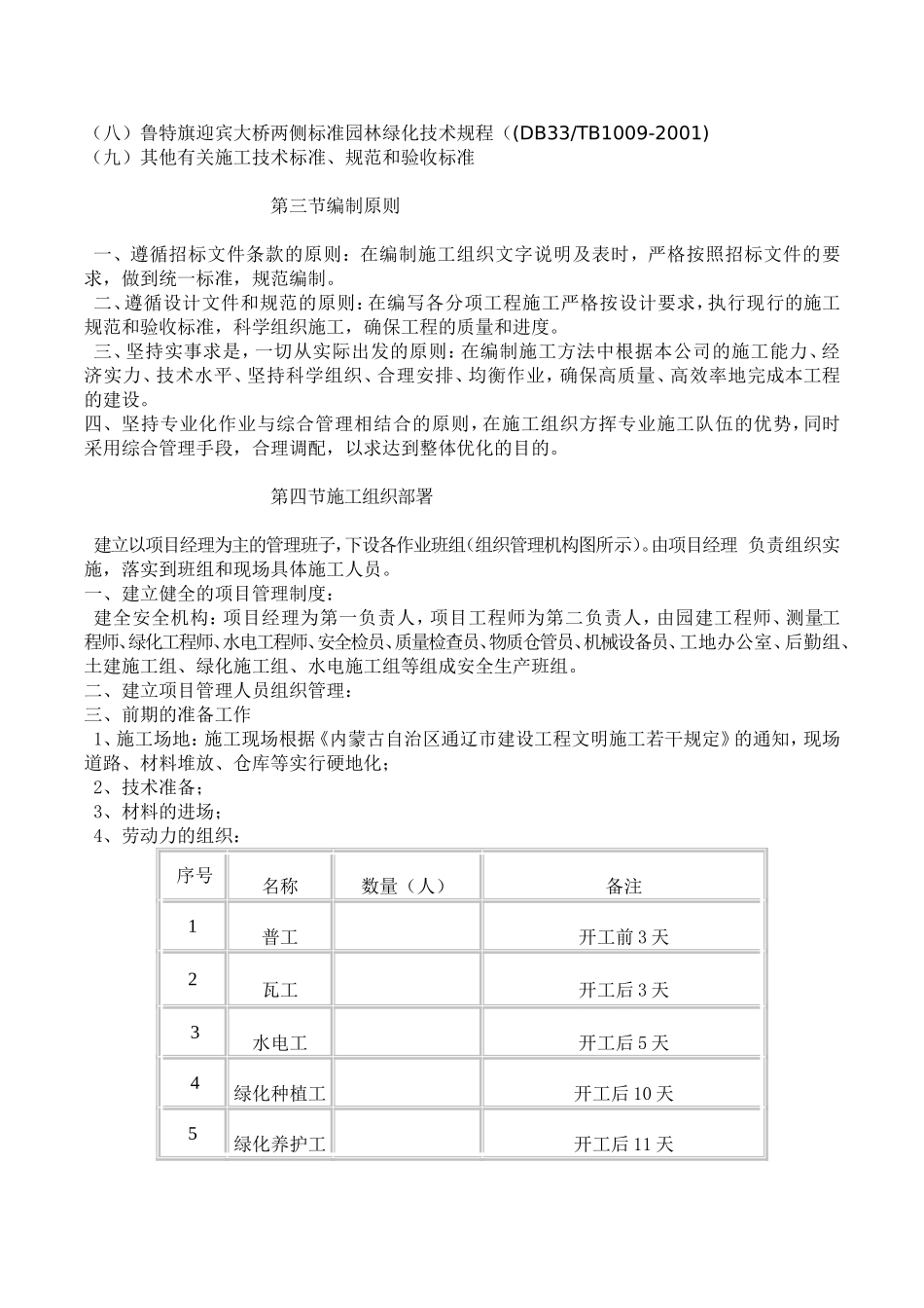 扎鲁特旗迎宾大桥两侧园 林 绿 化 工 程 施 工 组 织 设 计 方 案_第2页