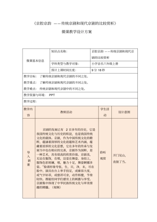 京腔京韵传统京剧和现代京剧的比较赏析微课设计