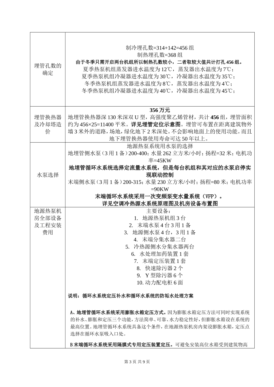 天津佰豪酒店埋管式地源热泵方案(完全采用地埋管)_第3页