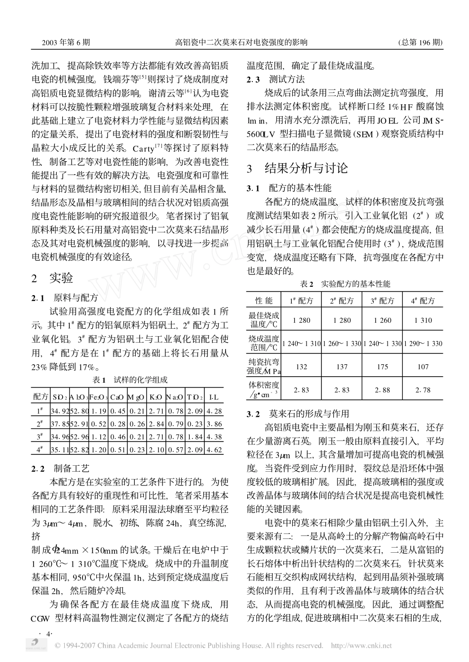 高铝瓷中二次莫来石对电瓷强度的影响_第2页