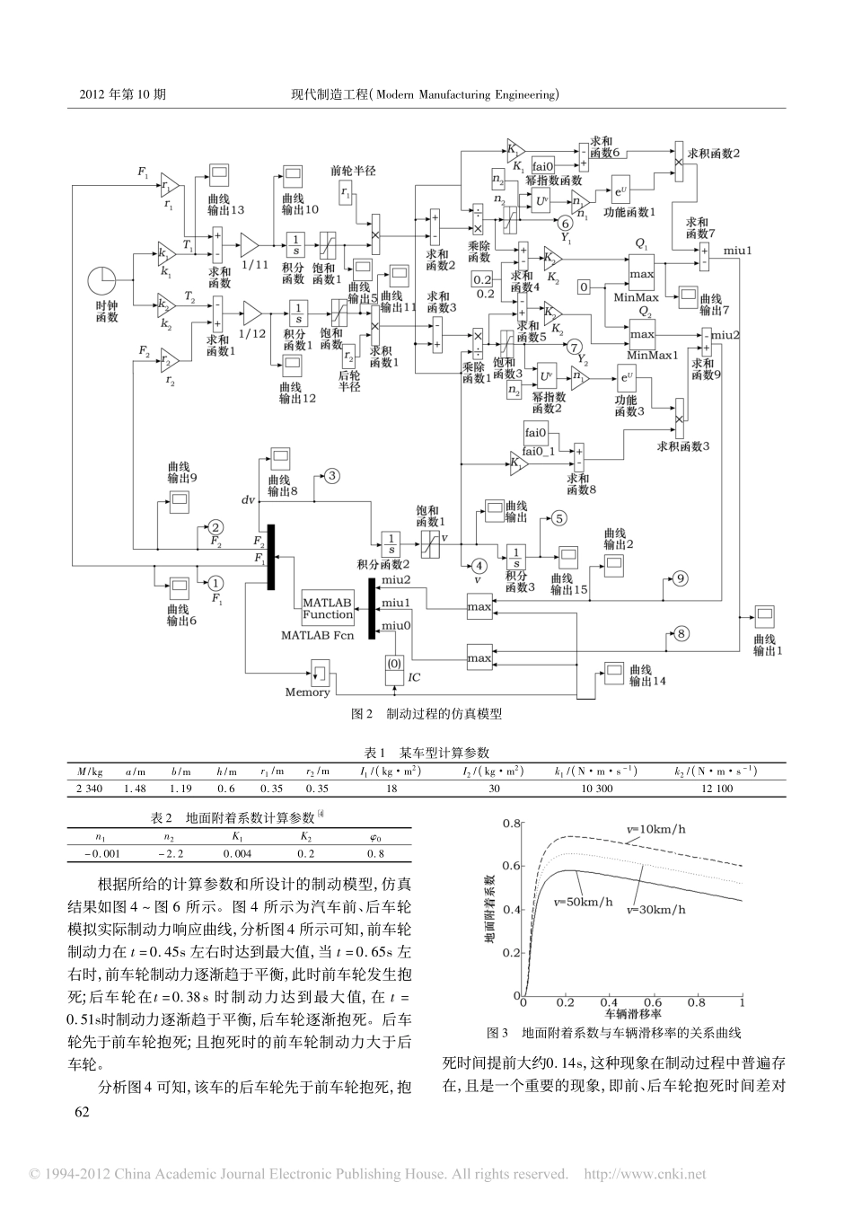 利用Matlab_Simulink的轮式汽车制动过程仿真分析_第3页