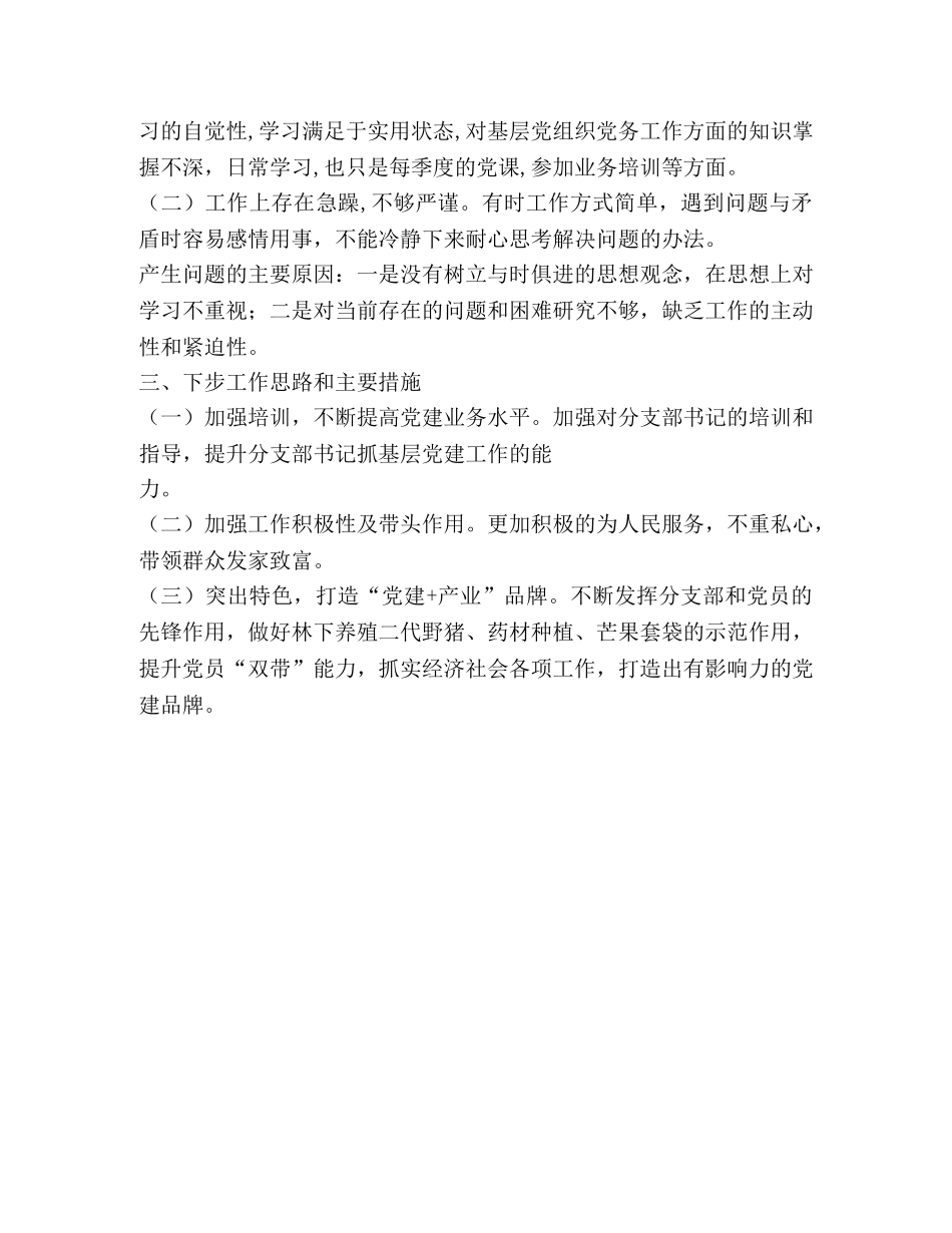 村分支书记抓基层党建工作述职报告 _第2页