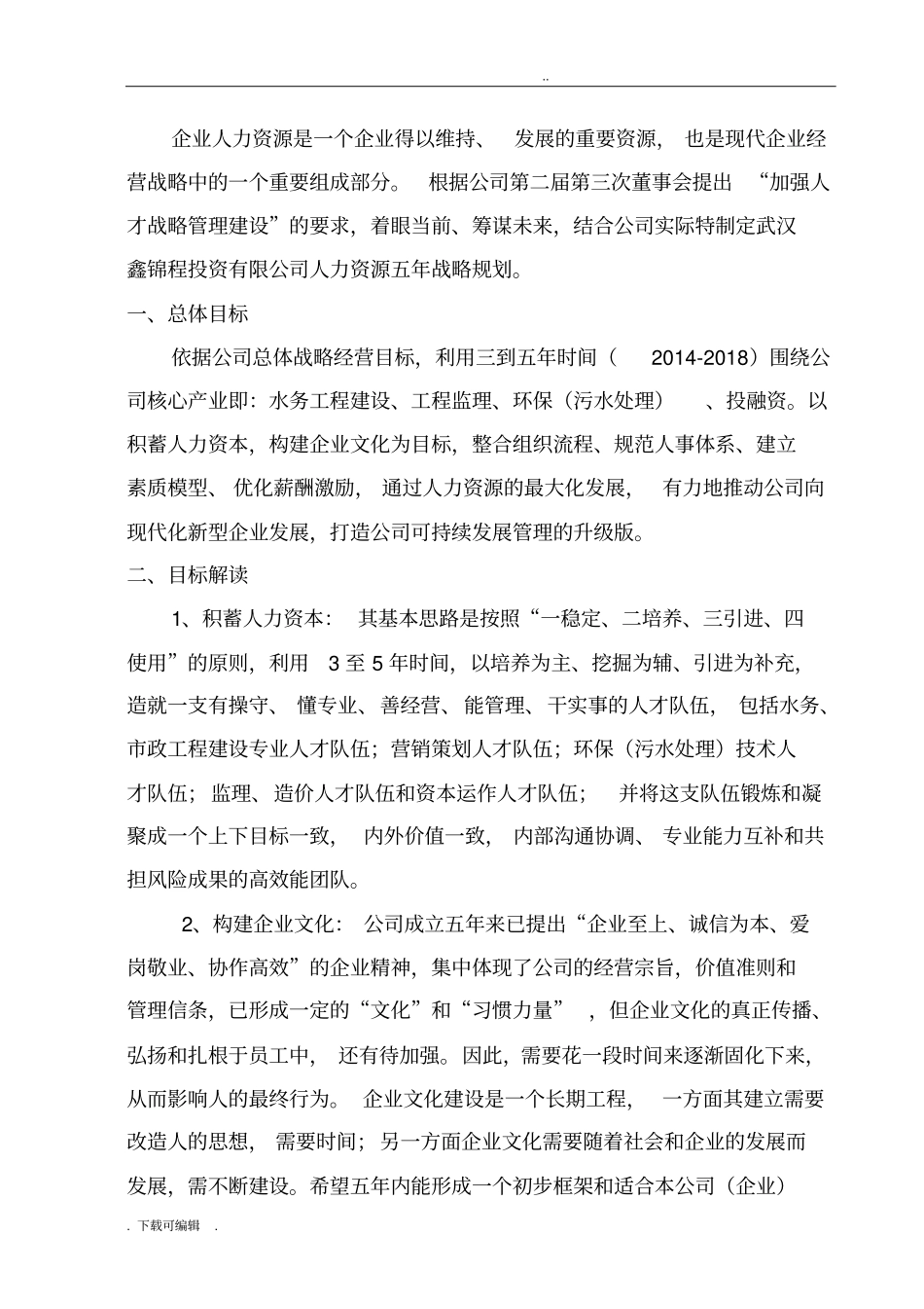 人力资源五年战略规划_第1页