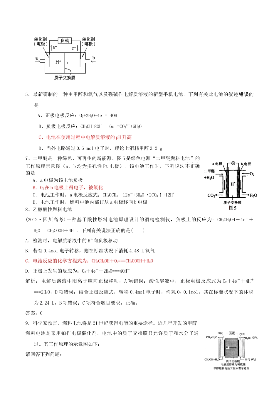 形形色色的燃料电池 含答案_第2页