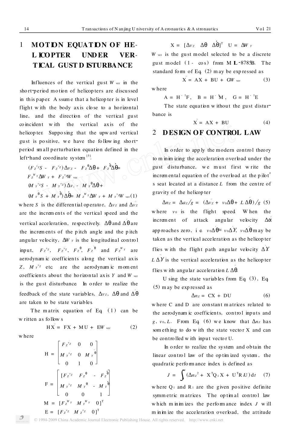直升机阵风响应缓和控制律设计_英文__第2页