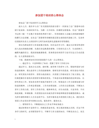 参加团干培训班心得体会 