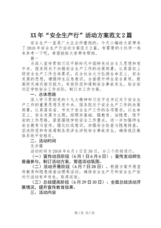 XX年“安全生产行”活动方案范文2篇