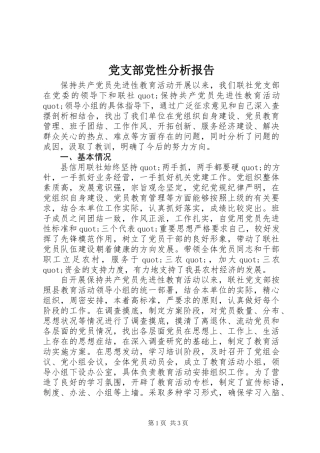 党支部党性分析报告