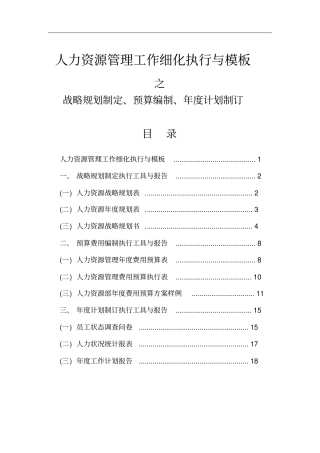 人力资源战略规划模板表格