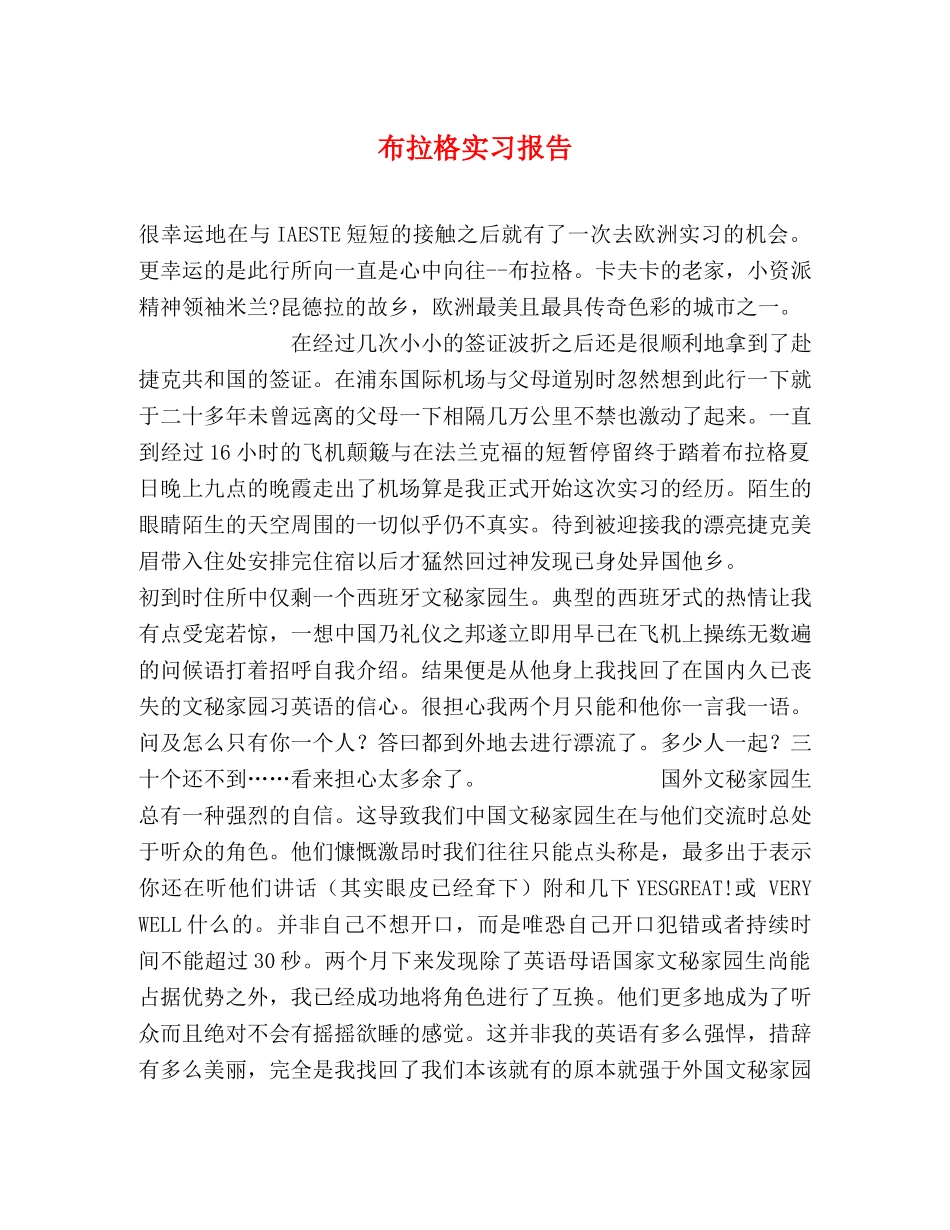 布拉格实习报告 _第1页