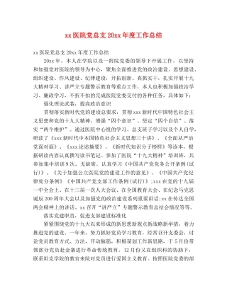 xx医院党总支20xx年度工作总结 (2) 