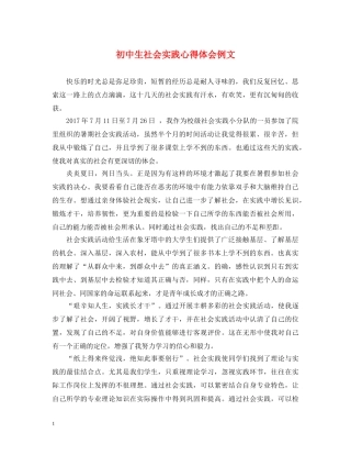 初中生社会实践心得体会例文 