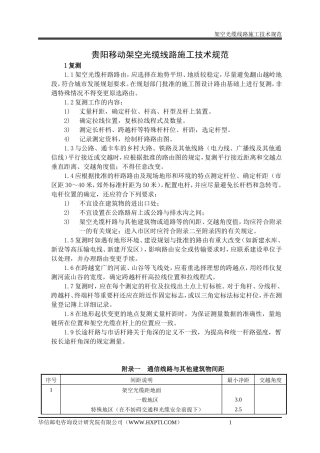 架空光缆线路施工验收技术规范(摘要)