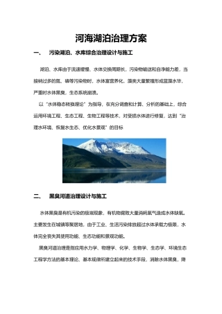 河海湖泊治理方案