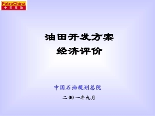 油田开发方案的经济评价讲座
