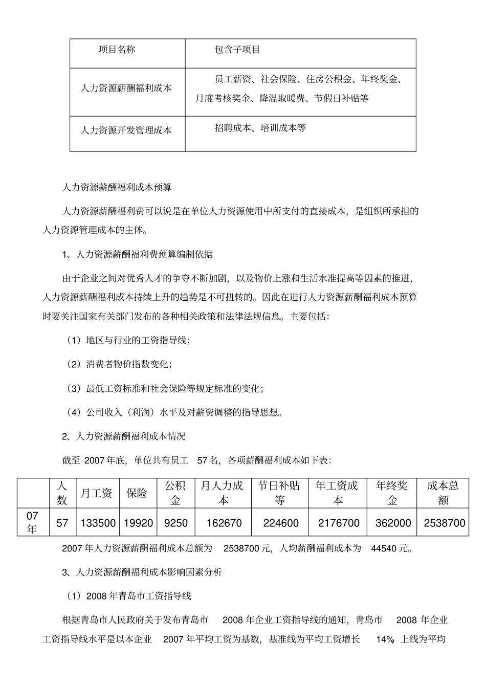 人力资源管理成本预算报告_第2页