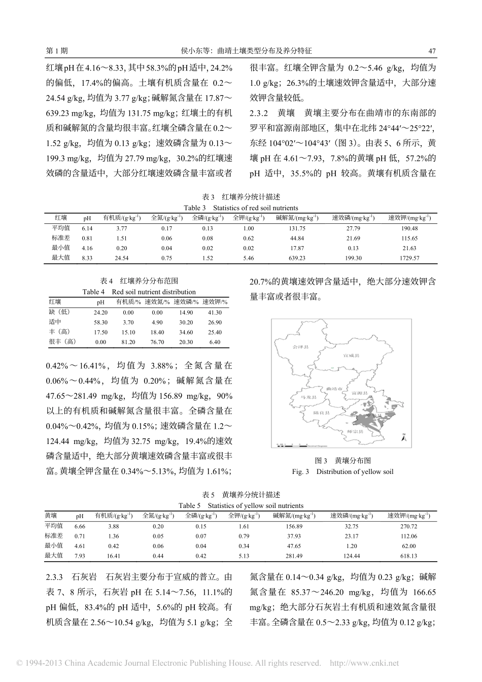 曲靖土壤类型分布及养分特征_侯小东_第3页