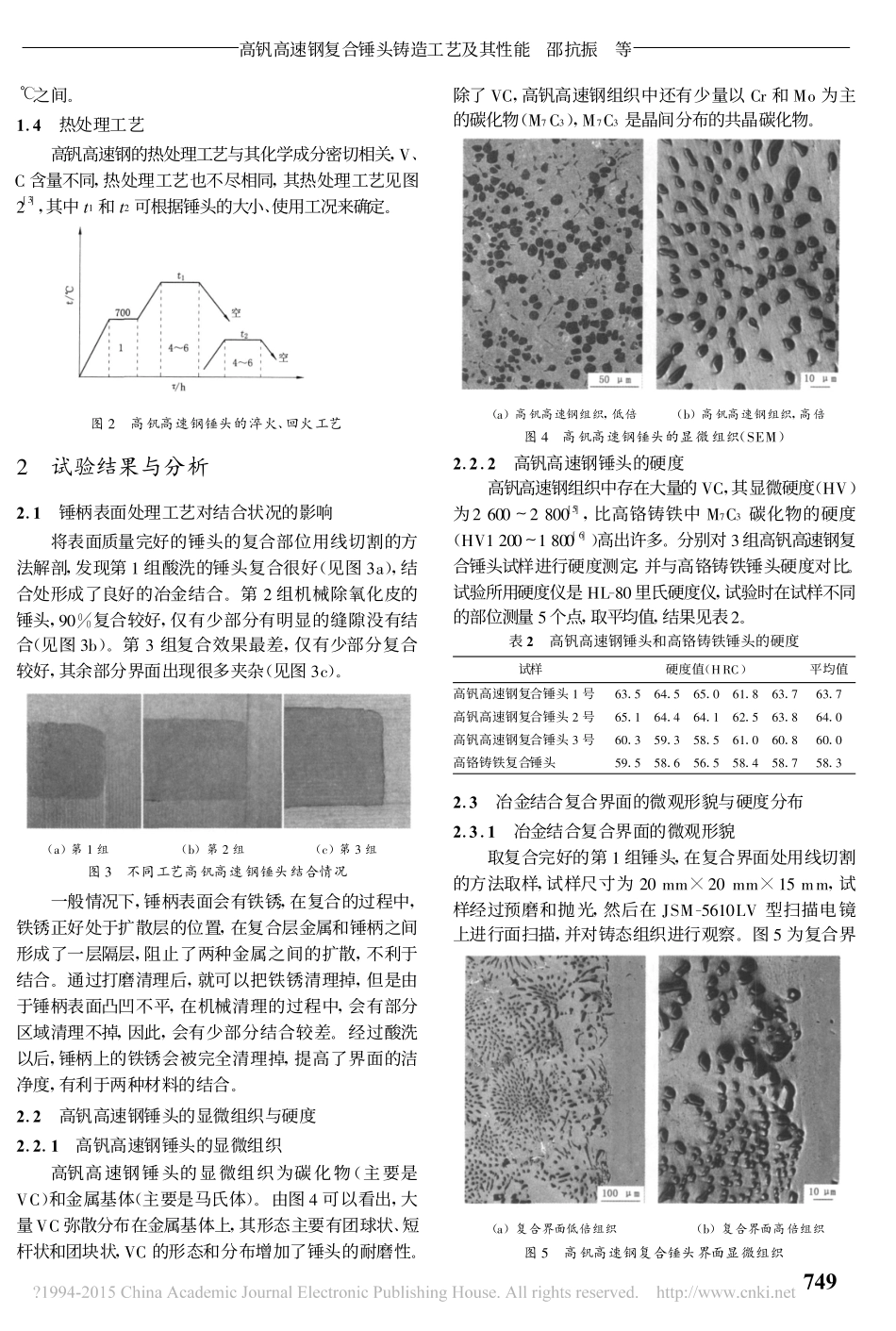高钒高速钢复合锤头铸造工艺及其性能_邵抗振_第2页