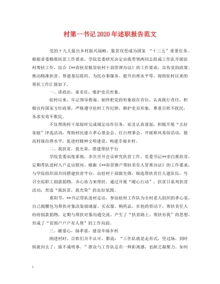 村第一书记2020年述职报告范文 