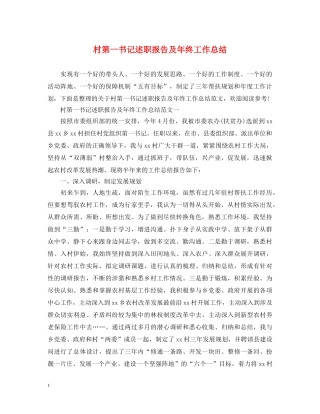 村第一书记述职报告及年终工作总结 