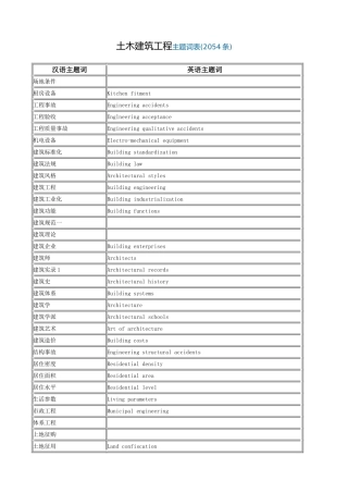 土木建筑工程主题词表