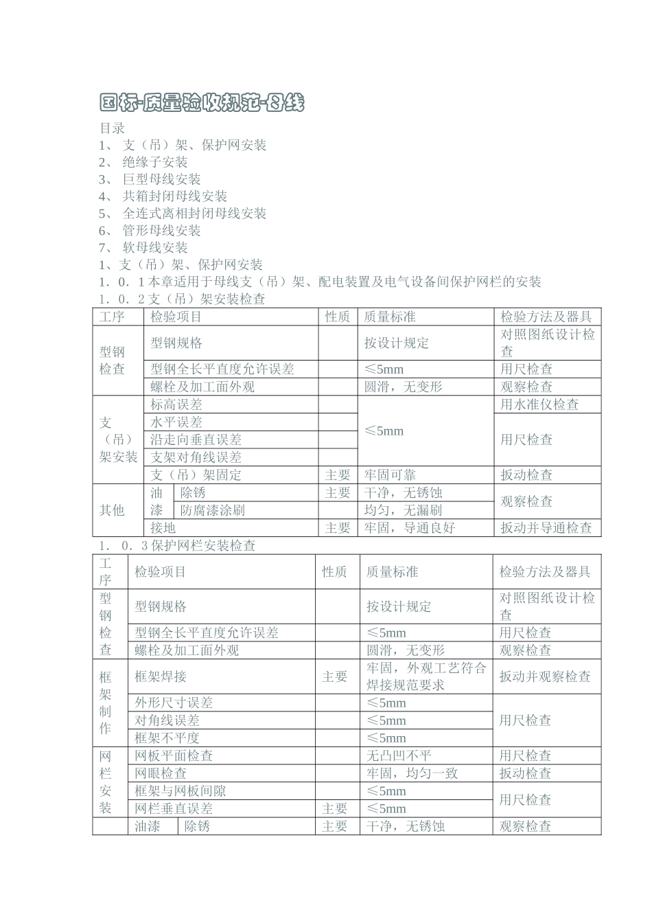 母线的安装及验收标准_第1页