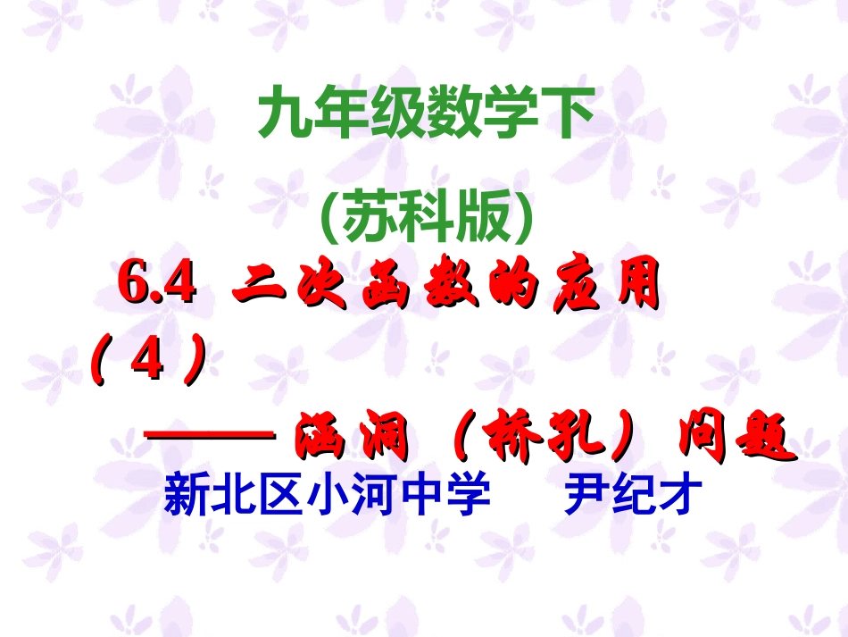 二次函数的应用(4)桥洞问题_第1页