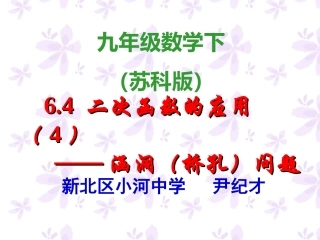 二次函数的应用(4)桥洞问题