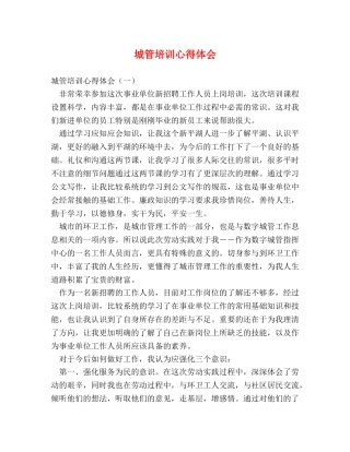 城管培训心得体会 