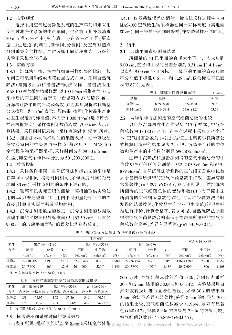 自然沉降法和撞击法在空气细菌总数测定中的应用和比较_第2页