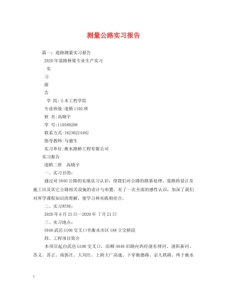 测量公路实习报告 