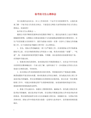 标书实习生心得体会 