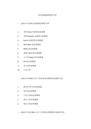 黄金探测器销量排行榜