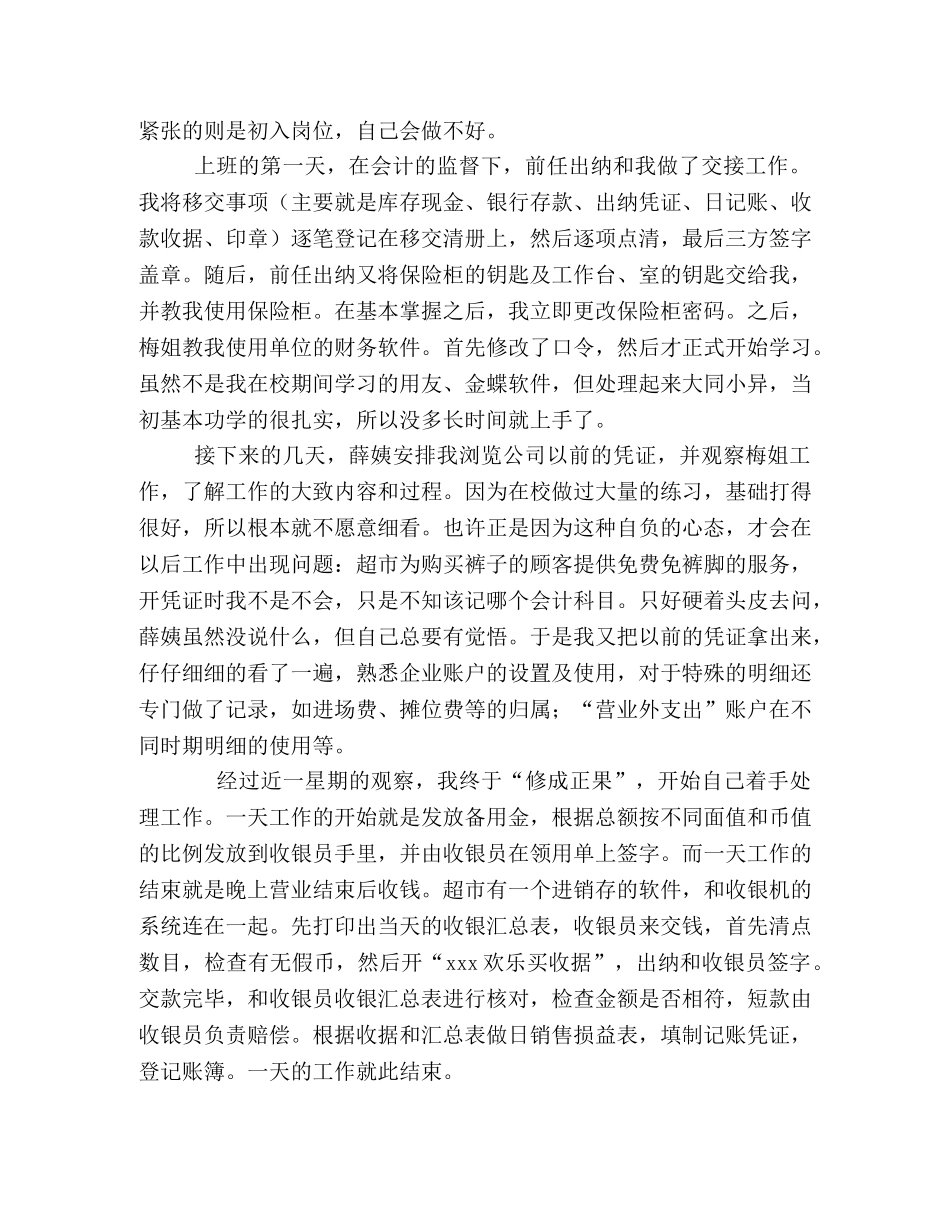 出纳顶岗实习心得体会- _第2页
