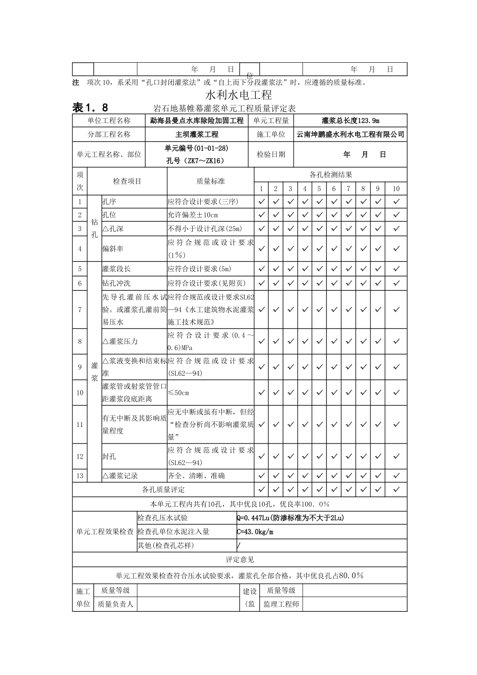 灌浆单元质量评定表填说明及单孔质量评定表_第3页