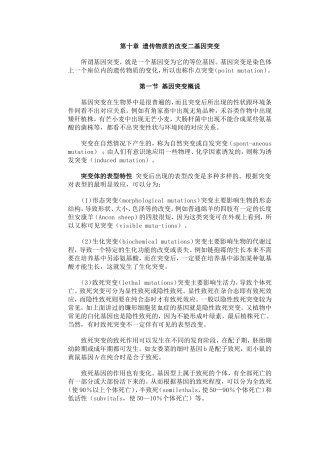 第十章 遗传物质的改变 二基因突变
