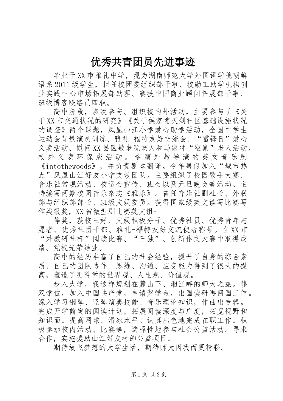 优秀共青团员先进事迹_第1页
