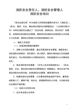 单位消防安全责任人和消防安全管理人