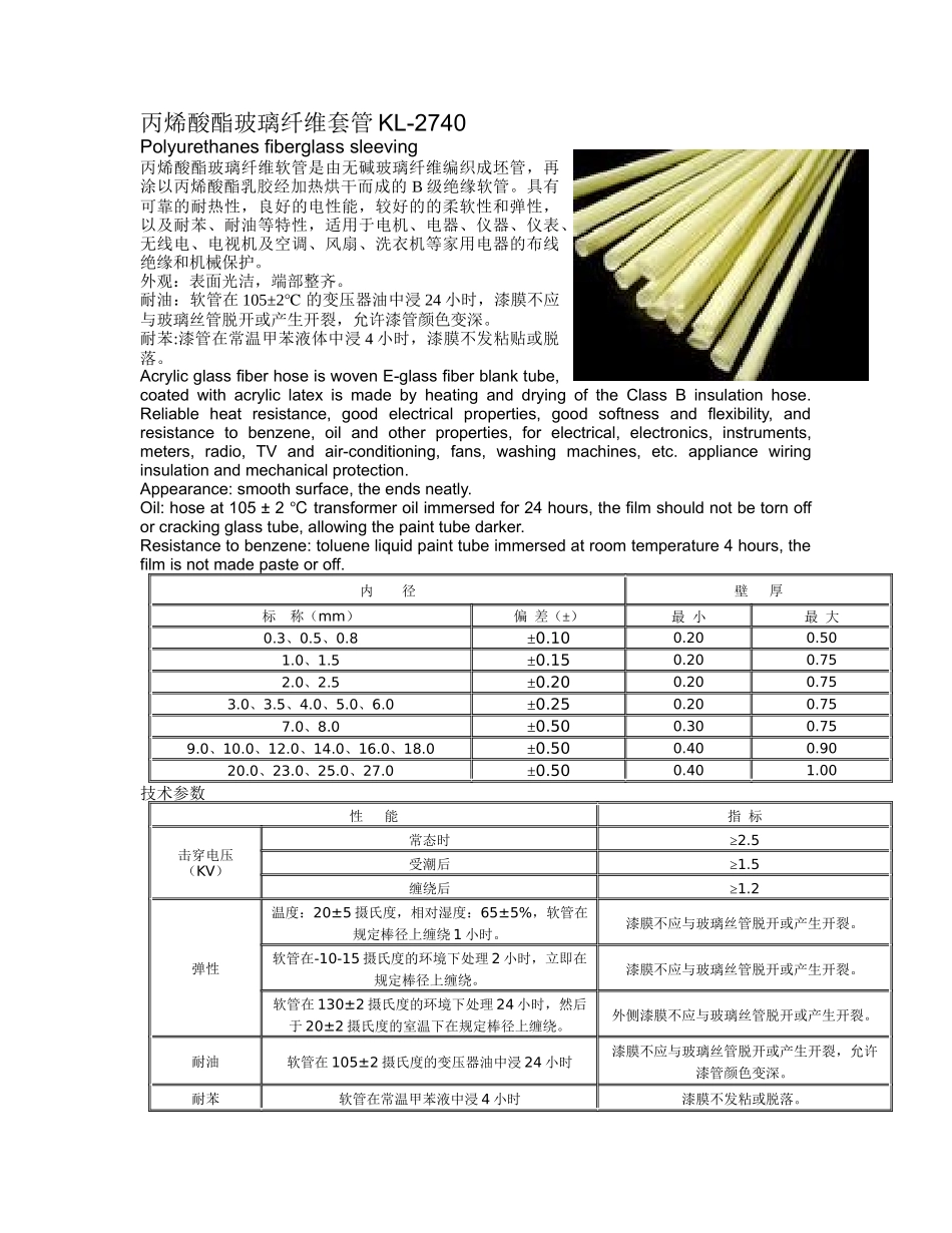 特殊玻璃纤维套管规格书_第1页