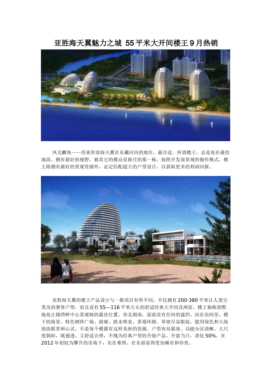 亚胜海天翼魅力之城 55平米大开间楼王9月热销_第1页