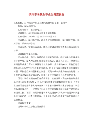 滨州市未就业毕业生调查报告 