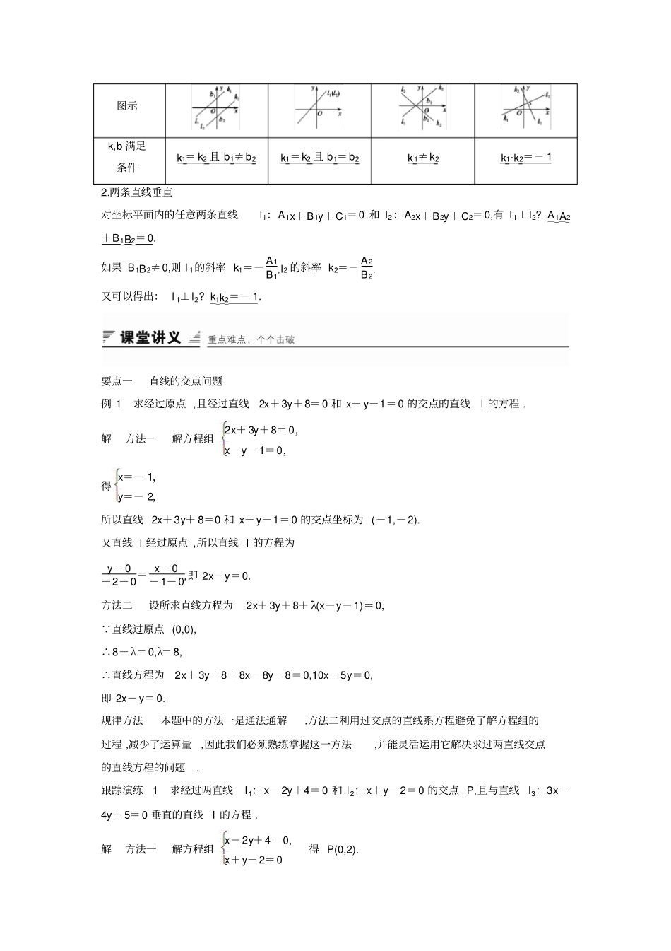 人教B版2019高中数学必修二学案：3两条直线的位置关系_含答案_第2页