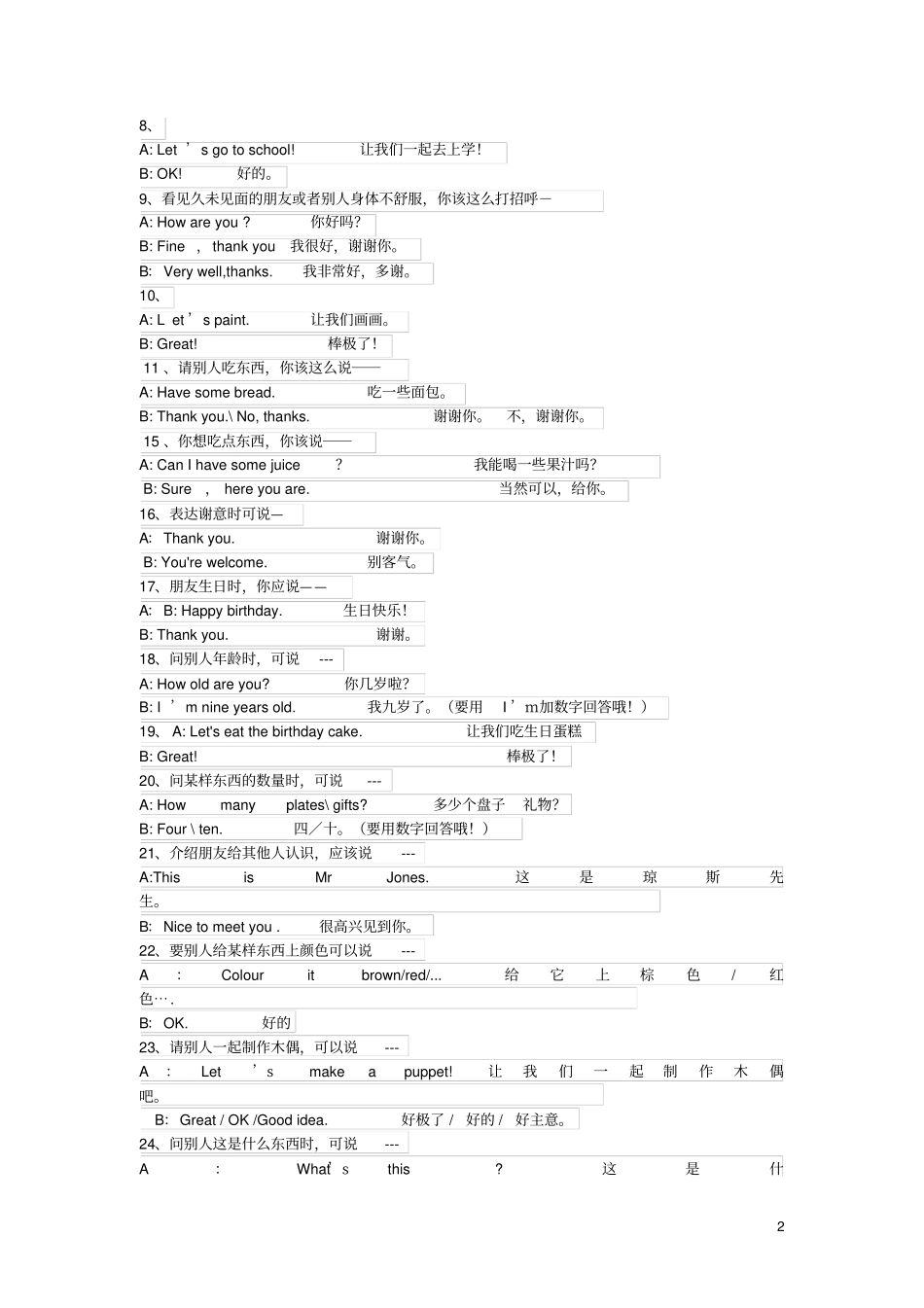 人教PEP版三年级英语上册知识点归纳_第2页