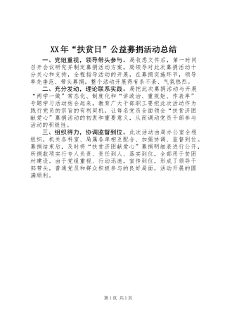 XX年“扶贫日”公益募捐活动总结