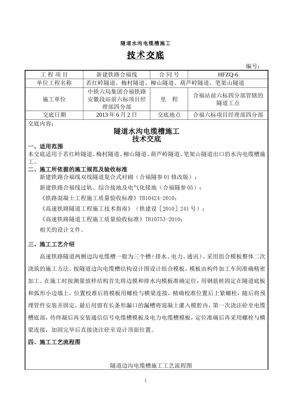 水沟电缆槽技术交底_第1页