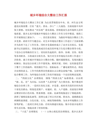 城乡环境综合大整治工作汇报 